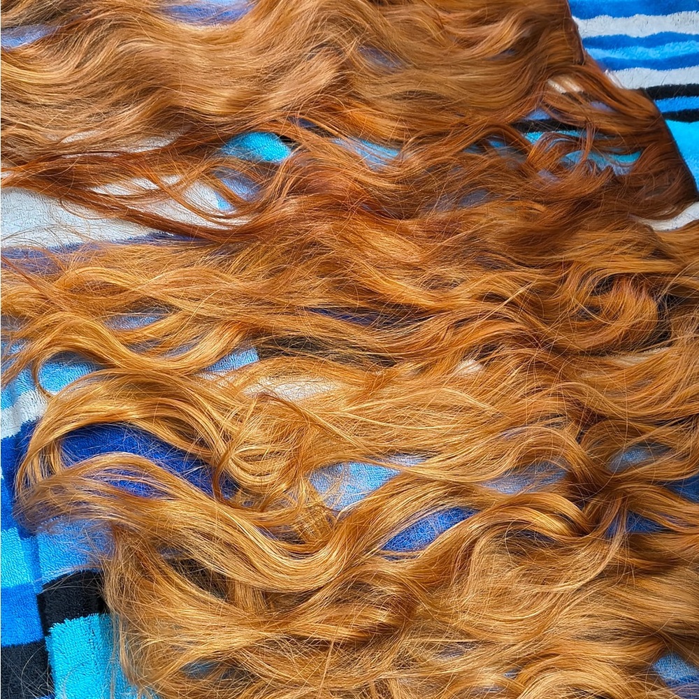 Long Wavy Hair Extensions in Auburny Ginger